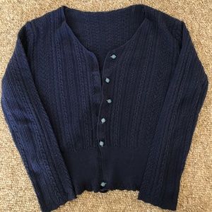 Simple Retro Navy Cardigan